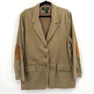 ORVIS Zambezi Field Jacket 100% Cotton XL Women Travel Leather Safari Vtg Flaws